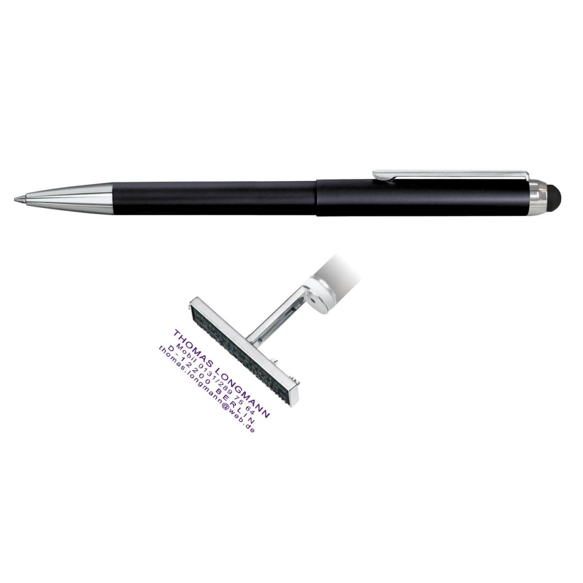 HERI | Kugelschreiber Stamp & Touch Pen 3 in 1 schwarz (3302M